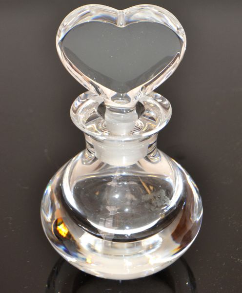 Orrefors Sweden Thick Blown and Handmade Art Glass Perfume Bottle Heart Stopper