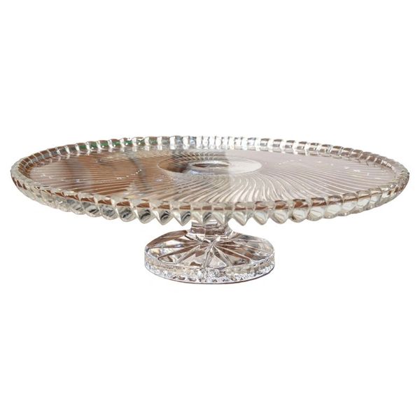 Art Nouveau Clear Art Glass & Crystal Pedestal Cake Patisserie Stand Server Bowl