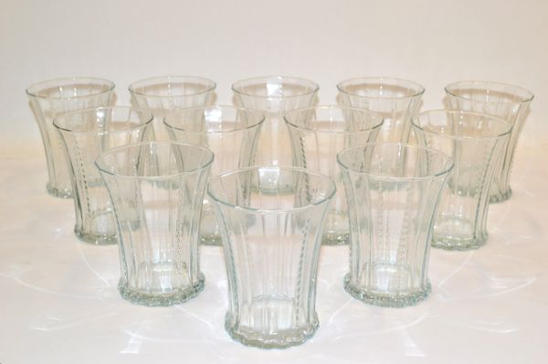Set 12 Blown Bubble Glass Mid-Century Modern Drinking Glasses Glassware Italy
