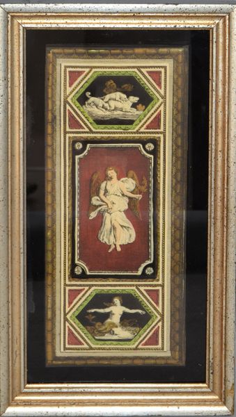 Italian Florentine Silver Framed and Encased Fine Art Angel Dogs and Nude Motif