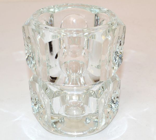 Orrefors Scandinavian Modernist Transparent Blown Crystal Glass Bubble Vase 60s
