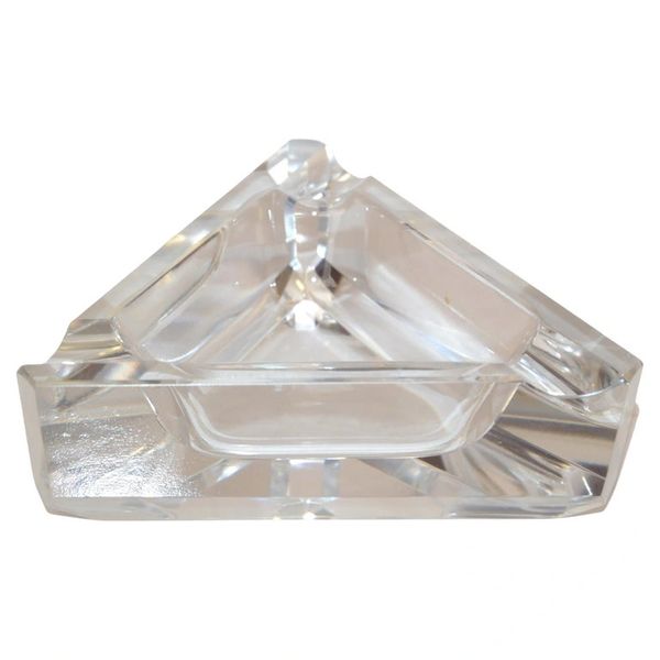 Ceska Crystal Prism Cut Triangle Ashtray Beveled Edges Art Deco Bohemian Glass