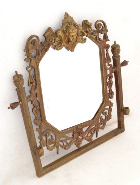 19th Century Ornate Sculpted Bronze Baroque Rectangle Beveled Wall Mirror