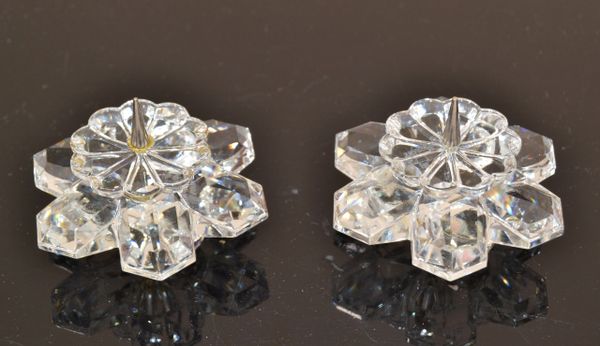 Vintage Pair Swarovski Crystal Star Flowers Pin Candlesticks Faceted Balls Base