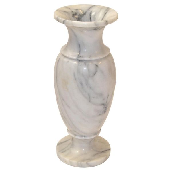 Art Deco Style 20th Century Hand-Carved Carrara Marble Vase Urn Vessel Italy