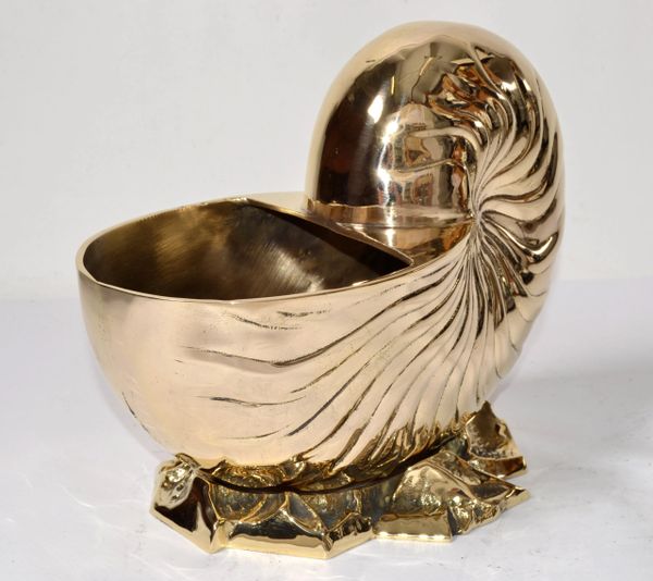 Vintage Hollywood Regency Brass Seashell Sculpture