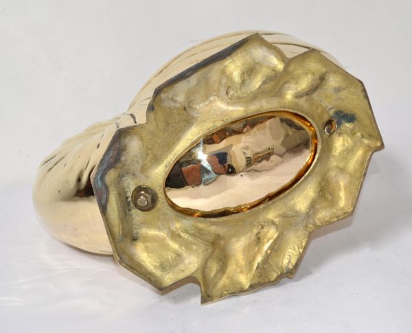 Hollywood Regency Brass Nautilus Seashell Planter For Sale at