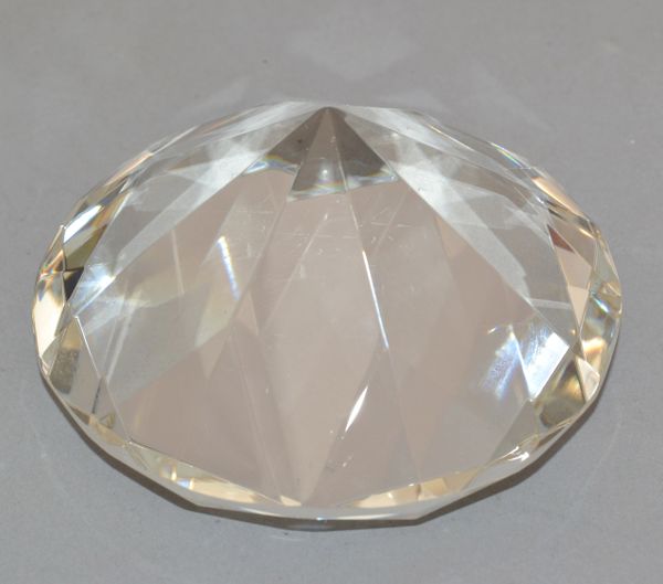 Mid-Century Modern Faceted Glass Diamond Shaped Figurine Paperweight Desk Décor