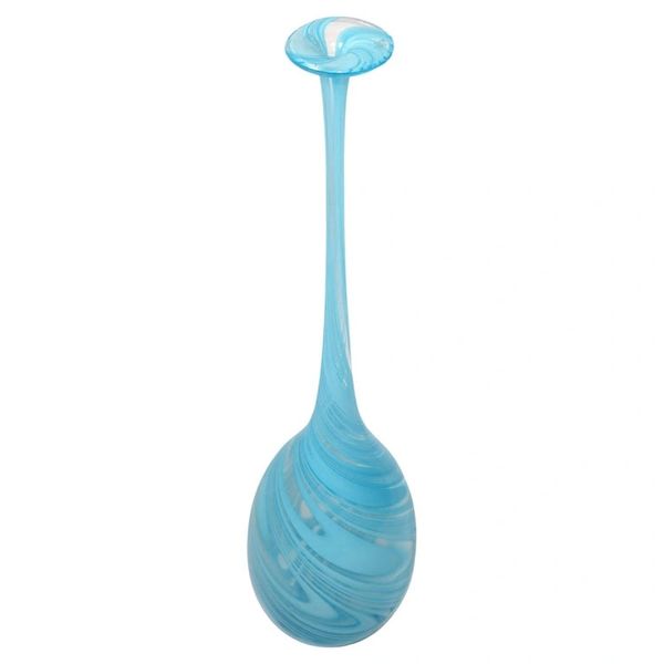 Vetro Artistico Style Murano Blown Glass Decorative Vase Baby Blue Swirls Italy