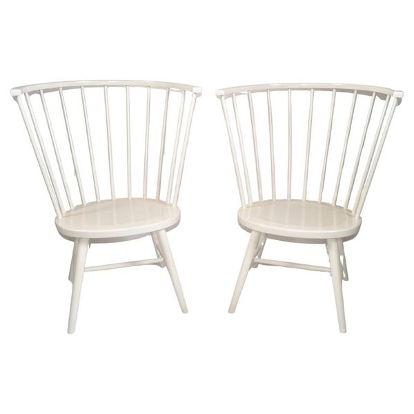 Pair, Riviera Windsor High Backed White Finish by Paola Navone Rustic American