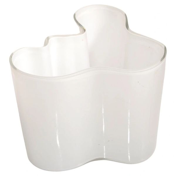 Iittala Alvar Aalto Model 3030 White Encased Glass Sculptural Flower Vase Bowl Vessel