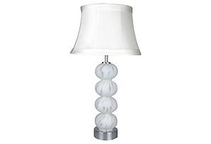 Chrome & White Murano Glass Ball Table Lamp