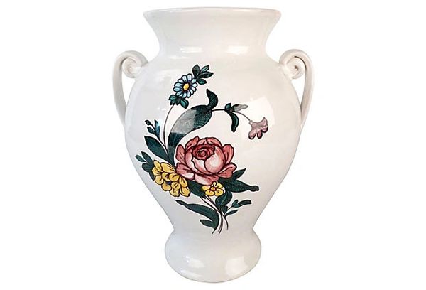 Flowers Motifs on Ceramic Vase with Handles