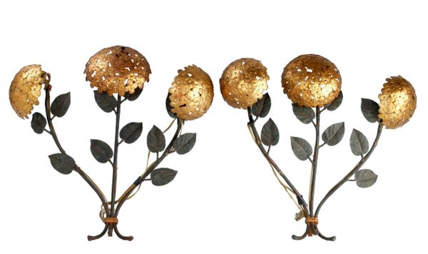 Pair of Florentine Brass and Iron Sconces