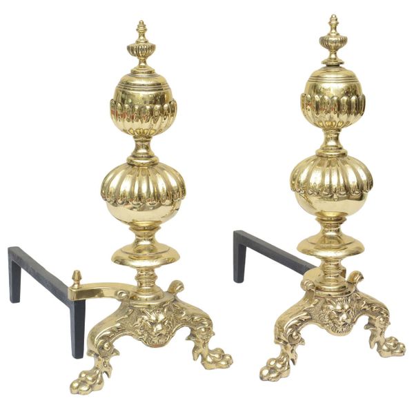 Over-sized Georgian-Style Andirons - a Pair