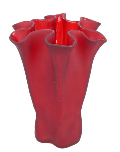 Muurla Red Glass Ruffled Vase