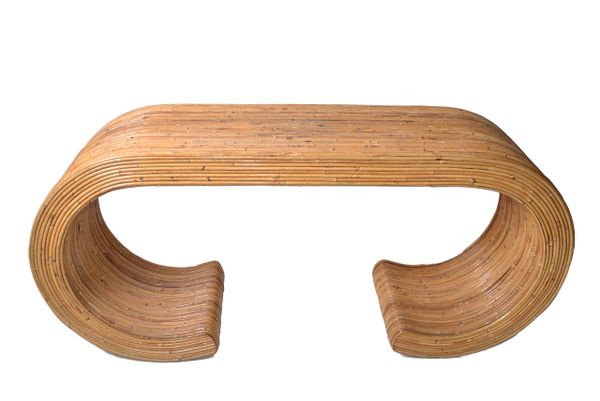Caned Bamboo Console Table in the style of Gabriella Crespi