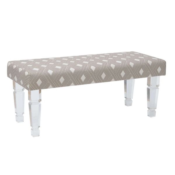 Straight Bench / Lucite Legs and ultra Suede Fabric