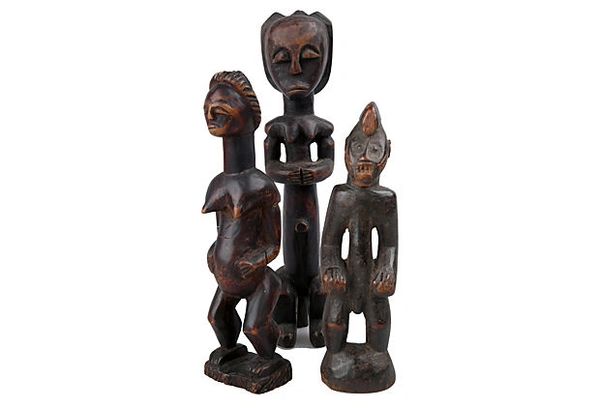Set of 3 Hand Carved Figures from Gabon