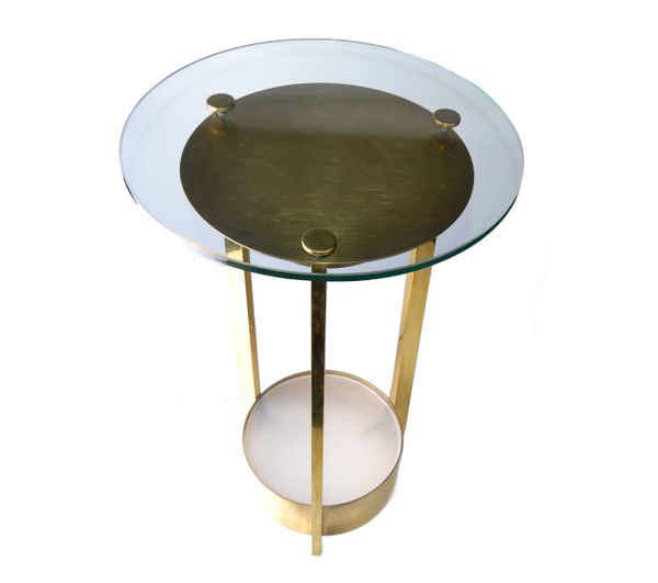 Dorothy Thorpe Illuminated Brass and Glass Side Table