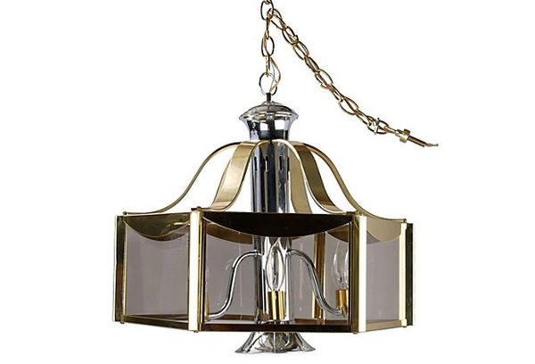 F. Ramond Brass & Chrome Chandelier