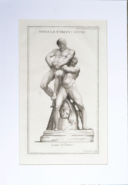 Anthaeus crushing Hercules a Copperplate Engraving