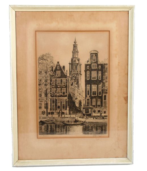 Original Signed Etching "Amsterdam" by Roodenburg.