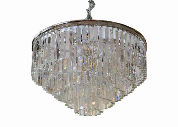 Spectacular Five Tier Chrome & Mirrored Crystal Chandelier