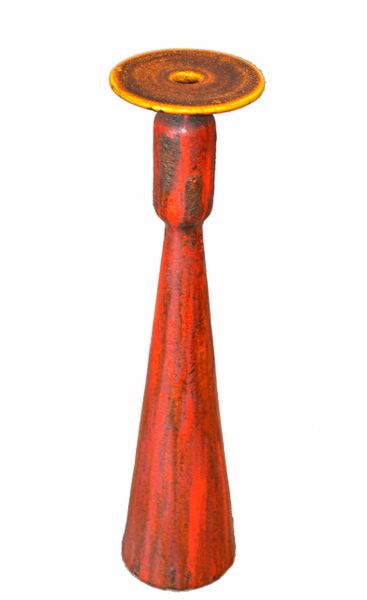 Mid-Century Modern Tall Raymor Yellow Red Ceramic Vase Italy
