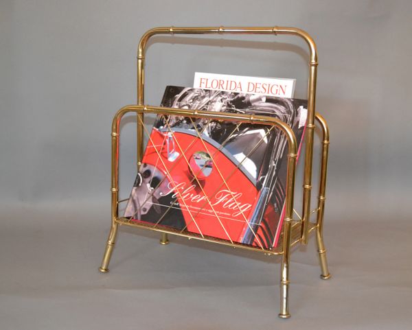 Vintage Brass Faux Bamboo Canterbury Magazine Rack For Sale at 1stDibs