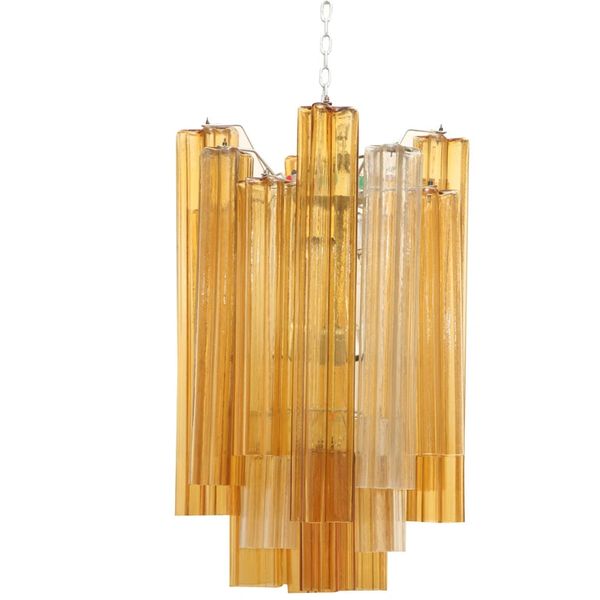 Venini Tronchi Chandelier in Amber and Clear Glass