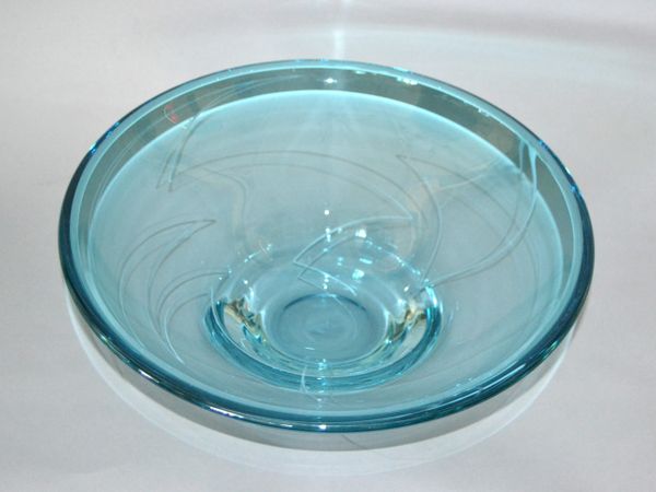Modern Blue Art Glass Centerpiece, Bowl by Mark J. Sudduth, Studiopiece