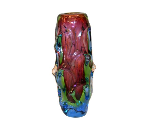 Modern Sculptural Hand Blown Murano Art Glass Flower Vase