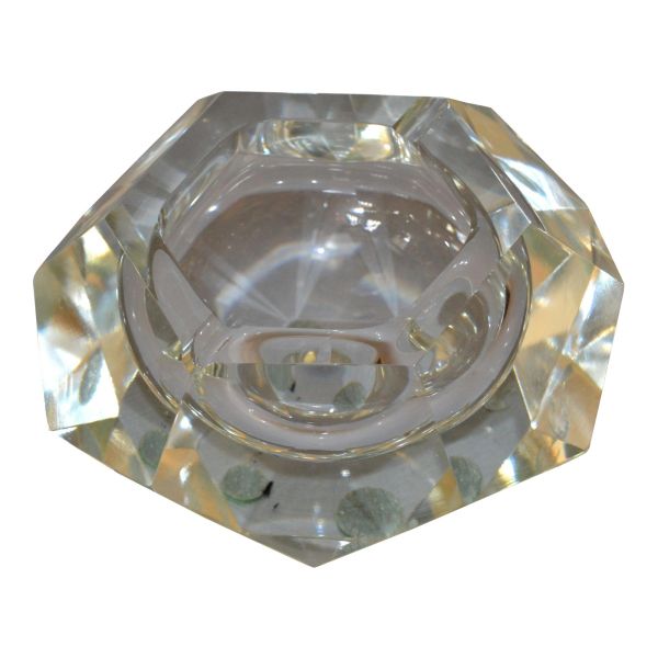 Clear Multi Faceted Murano Glass Ashtray, Bowl Attributed to Flavio Poli, Italy