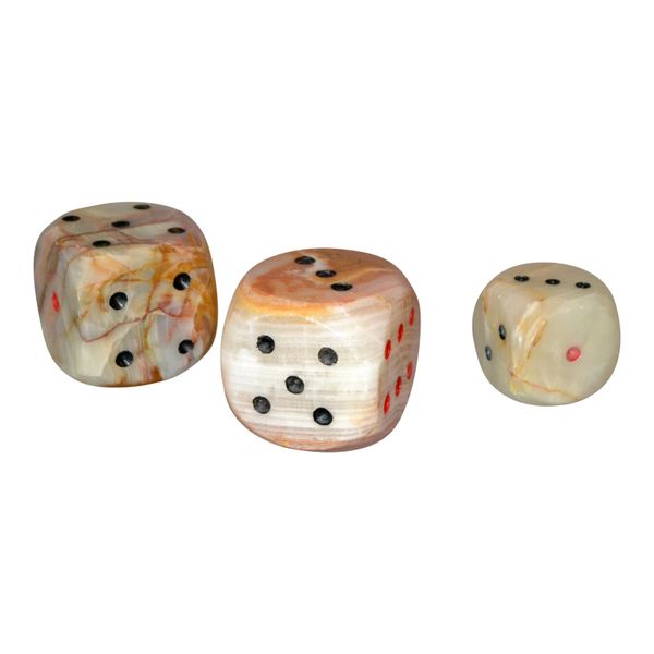 Set of 3 Oversized Mid-Century Modern Handcrafted Marble & Onyx Dice Sculptures