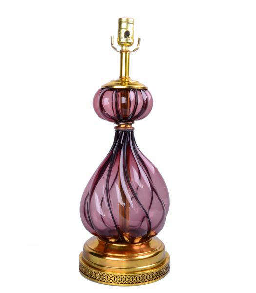 Hand Blown Purple Glass Italian Lamp