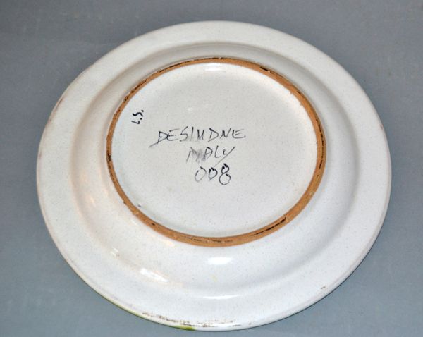 Italian Desimone Hand Painted Pottery Round Decor Plate Orange