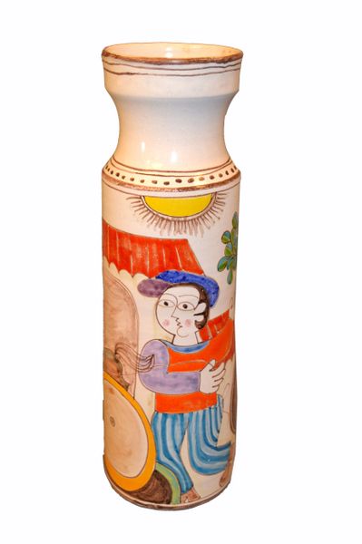 Desimone Hand Painted Tall Art Pottery Flower Vase Vessel Italy