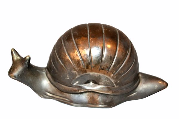 Vintage Silver Plate Snail Salt Dish, Spice Dish With Glass Inlay