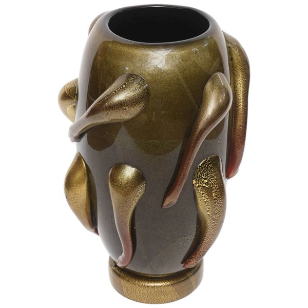 Massive Pino Signoretto Vase with Gold inlay