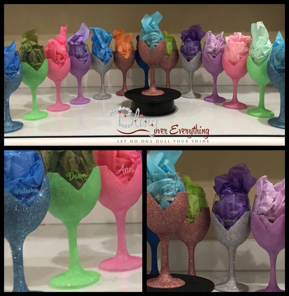 Customized Glitter Wine Glasses (Body V)
