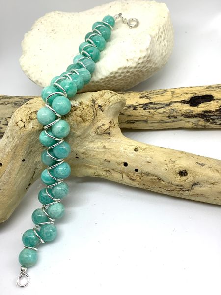 RUSSIAN AMAZONITE AND SILVER BRACELET