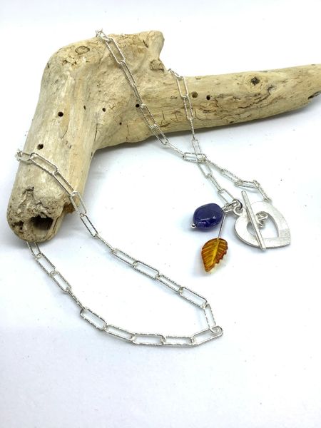 'LOVE YOU FOREVER' Tanzanite and Amber necklace