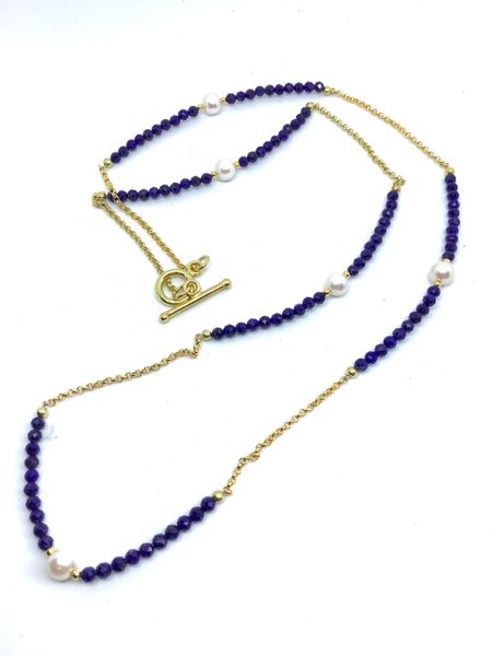 LAPIS LAZULI and PEARL NECKLACE