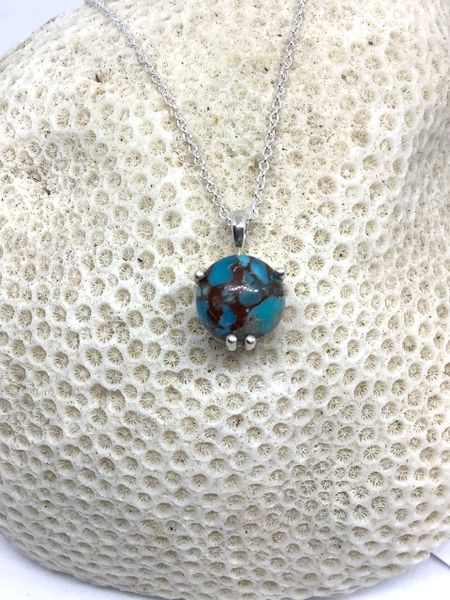 EGYPTIAN TURQUOISE PENDANT AND CHAIN.