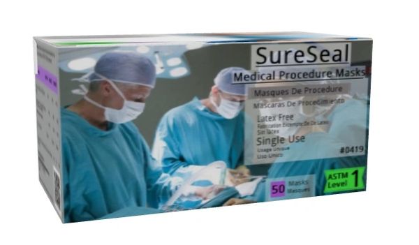 USA Sure Seal ASTM Level 1 Blue Medical Ear-Loop Disposable Face Mask
