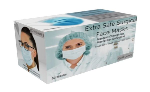 Extra Safe AntiFog ASTM Level 3 Surgical Face Masks 50 Box