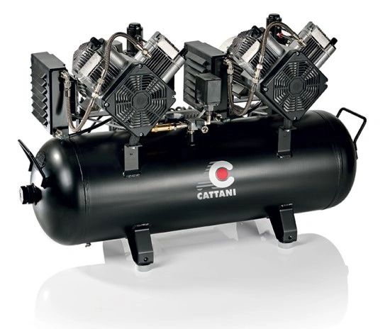 Cattani Twin Head 2 cylinder Dental Oilless Air Compressor