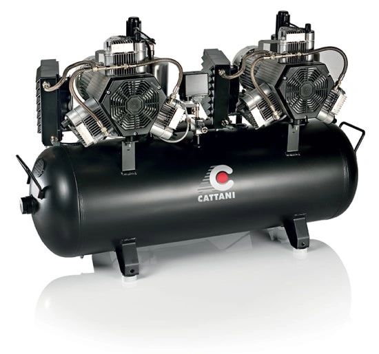 Cattani Twin Head 3 cylinder Oiless Dental Air Compressor