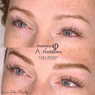 Before and after of ginger microblading and shading. 